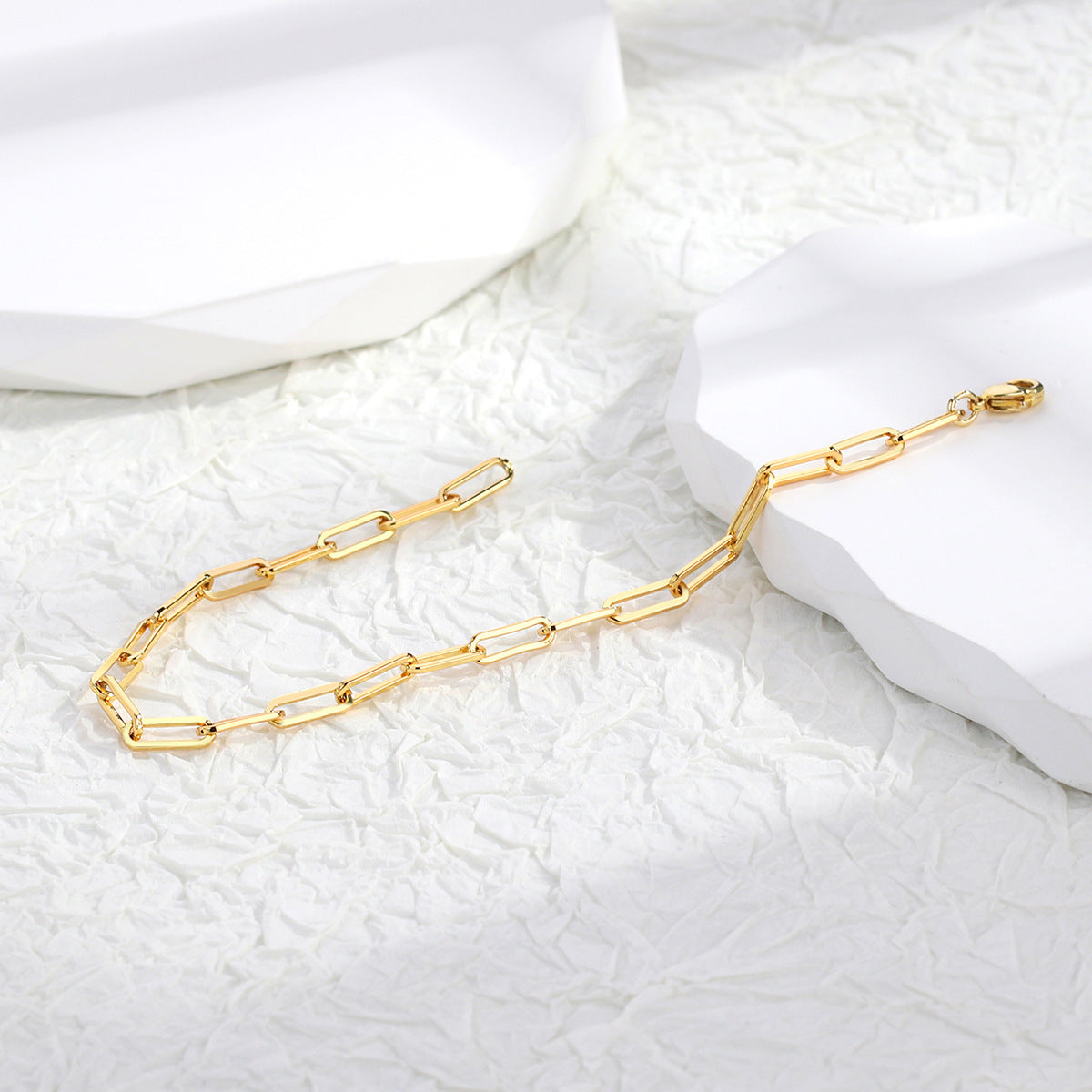 B0080 Ornament Unisex Fashion Simple gold Paperclip Chain Bracelet