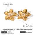 Gold-Plated Cubic Zirconia Stainless Steel Stud Earrings — additional design view — jewelry finish and design detail