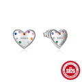 Colored Zircon Heart 925 Sterling Silver Drop Earrings — decorative detail — jewelry finish and design detail