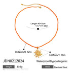 2H Stainless Steel Vacation Style Beaded Necklace Jewelry for Women, Non-Fading Collarbone Chain