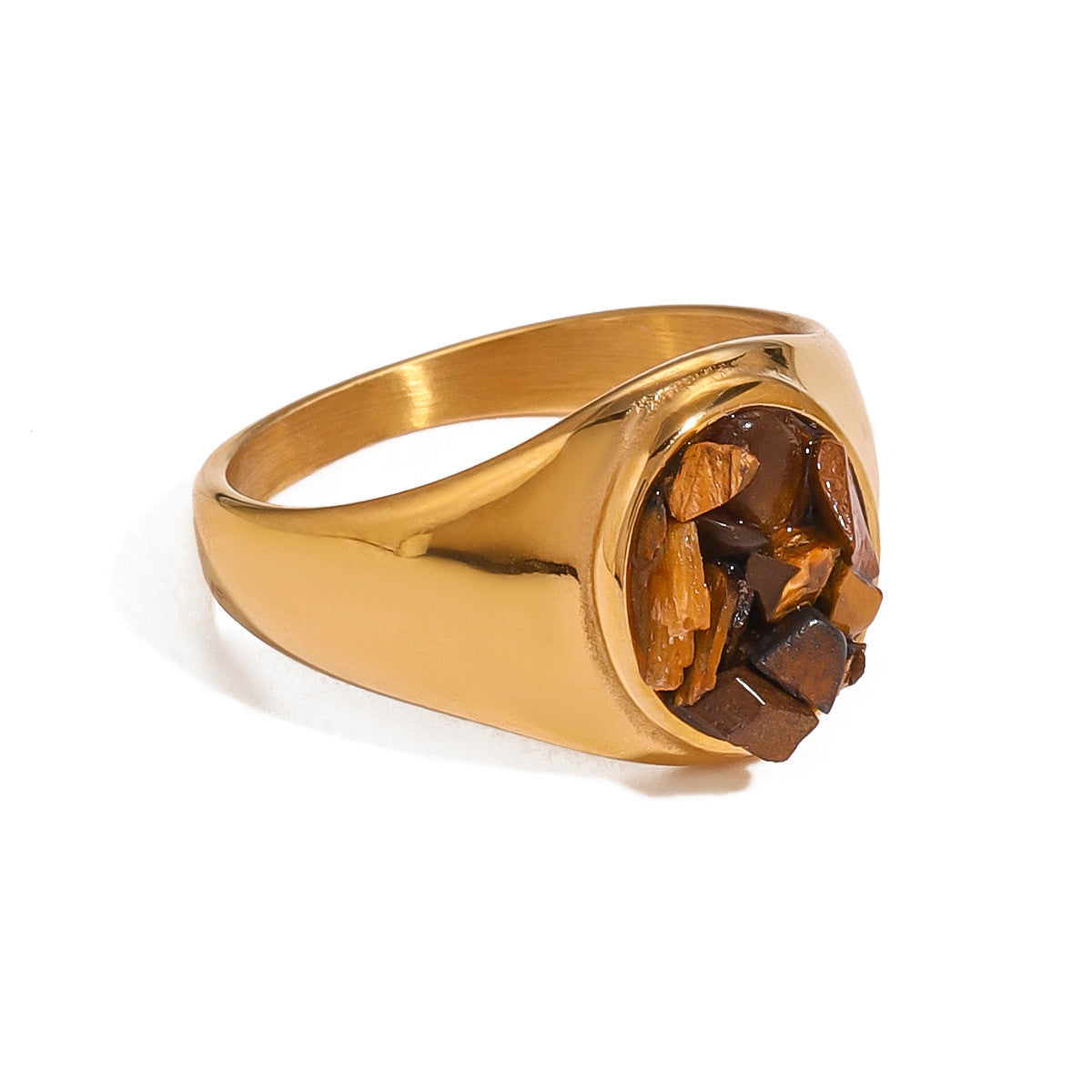 Stainless Steel Tiger Eye Stone Ring Natural Stone Product rings