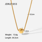 2H Minimalist Style Gold Ball Pendant Necklace Box Chain Pull-out18K Gold Stainless Steel Necklace Women's Personalized Jewelry