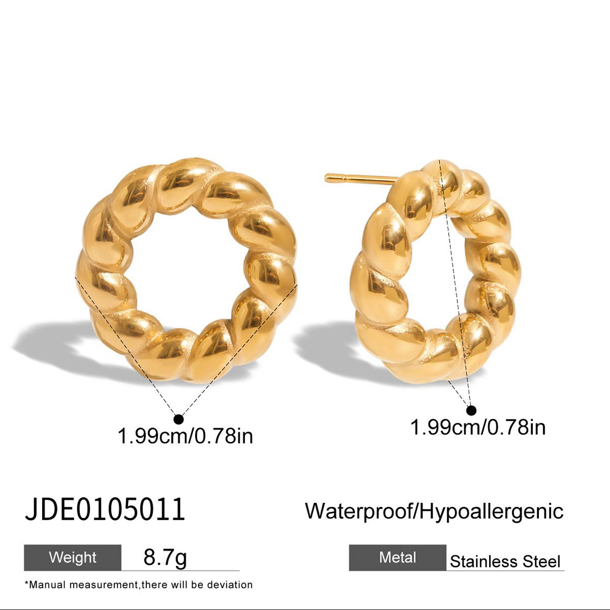 Stainless Steel Circle Stud Earrings Non-Fading Earrings Jewelry for Women