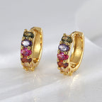 E0597 Fashion Asymmetric Earrings for Women Gear Outline Multicolor Zircon Hoop Earrings