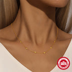 S925 Sterling Silver Heart Layered Necklace Collarbone Chain