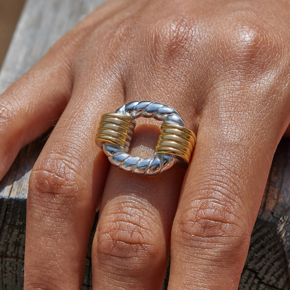 Color Block Ring Non-Fading Jewelry for Women Stainless Steel ring