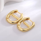 E0616 Korean Retro Design Earrings for Women, Brass Gold-Plated, Japanese Style, Smooth Elegant Ear Clips