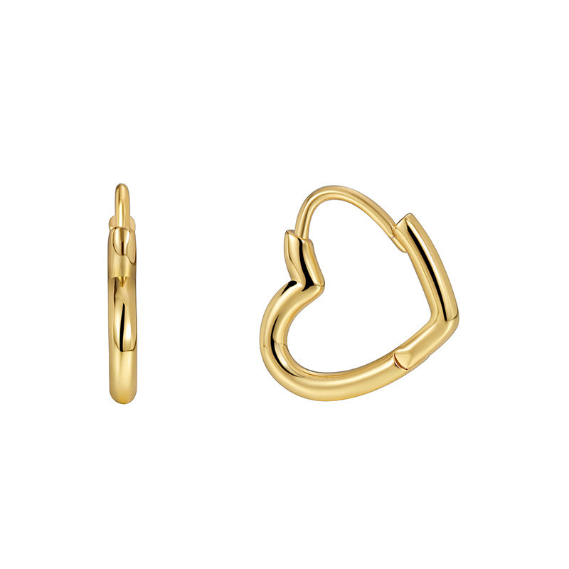 E0338 Simple Design Earrings for Women Heart Fashion Gold-Plated Ear Jewelry