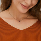 N0187-Red Fashion Retro Versatile Pendant for Women Oval Red Zircon Design Clavicle Chain