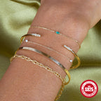 S925 Sterling Silver Green Zircon Bracelet Four Claw