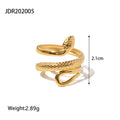 Open Profile Gold-Tone Stainless Steel Open Ring with Snake Detail featuring snake and a gold-tone finish