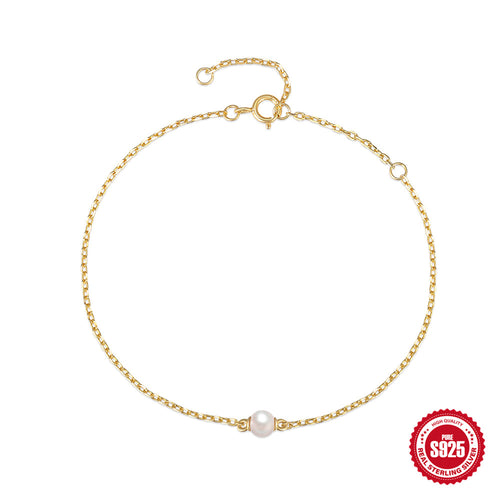 Classic Pearl 925 Sterling Silver Bracelet — front view
