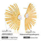 2H Stainless Steel Sunflower Earrings Design Sense Earrings Non-Fading Zircon Earrings Jewelry