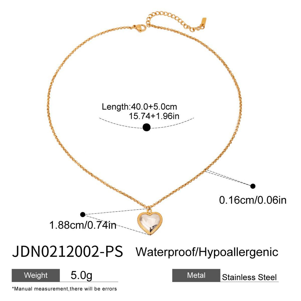 Rhinestone Heart Necklace Collarbone Chain Stainless Steel Jewelry for Women
