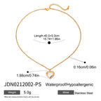 Rhinestone Heart Necklace Collarbone Chain Stainless Steel Jewelry for Women