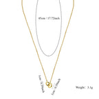 N0027 Double Ring Gold-Plated Necklace for Women, Minimalist Metallic Circle Pendant Accessory