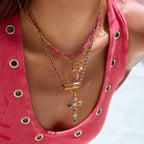 2H Cross Necklace Letter Clavicle Chain Stainless Steel Jewelry for Women