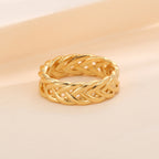R0150 Rope Hollow Smooth Personality Ring for Women Brass Gold-Plated Hip-Hop Ring