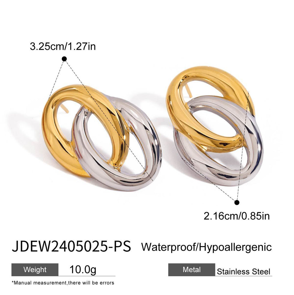 2H Circle Stud Earrings Stainless Steel Earrings Women's Non-Fading Jewelry