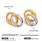 2H Circle Stud Earrings Stainless Steel Earrings Women's Non-Fading Jewelry