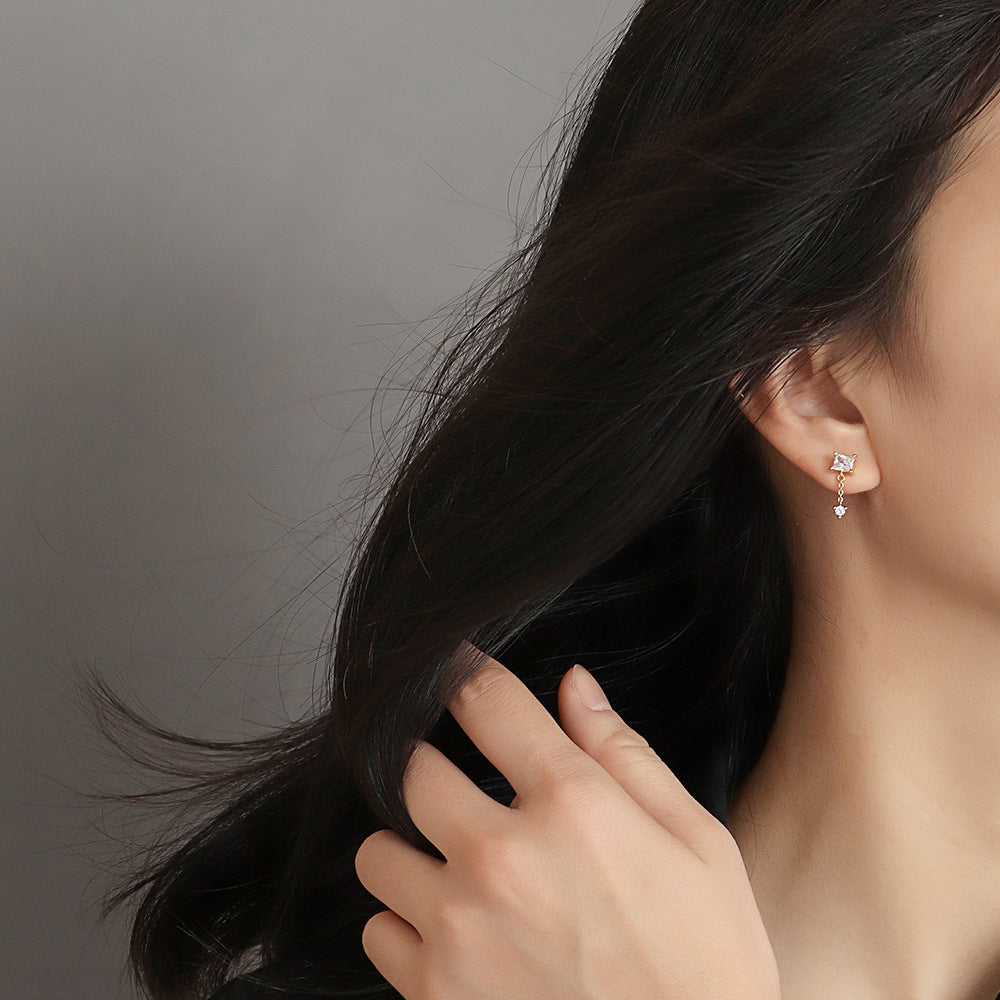 Geometric Zircon Swing Earrings for Women Fashion Simple Diamond-Encrusted Earrings Direct Supply