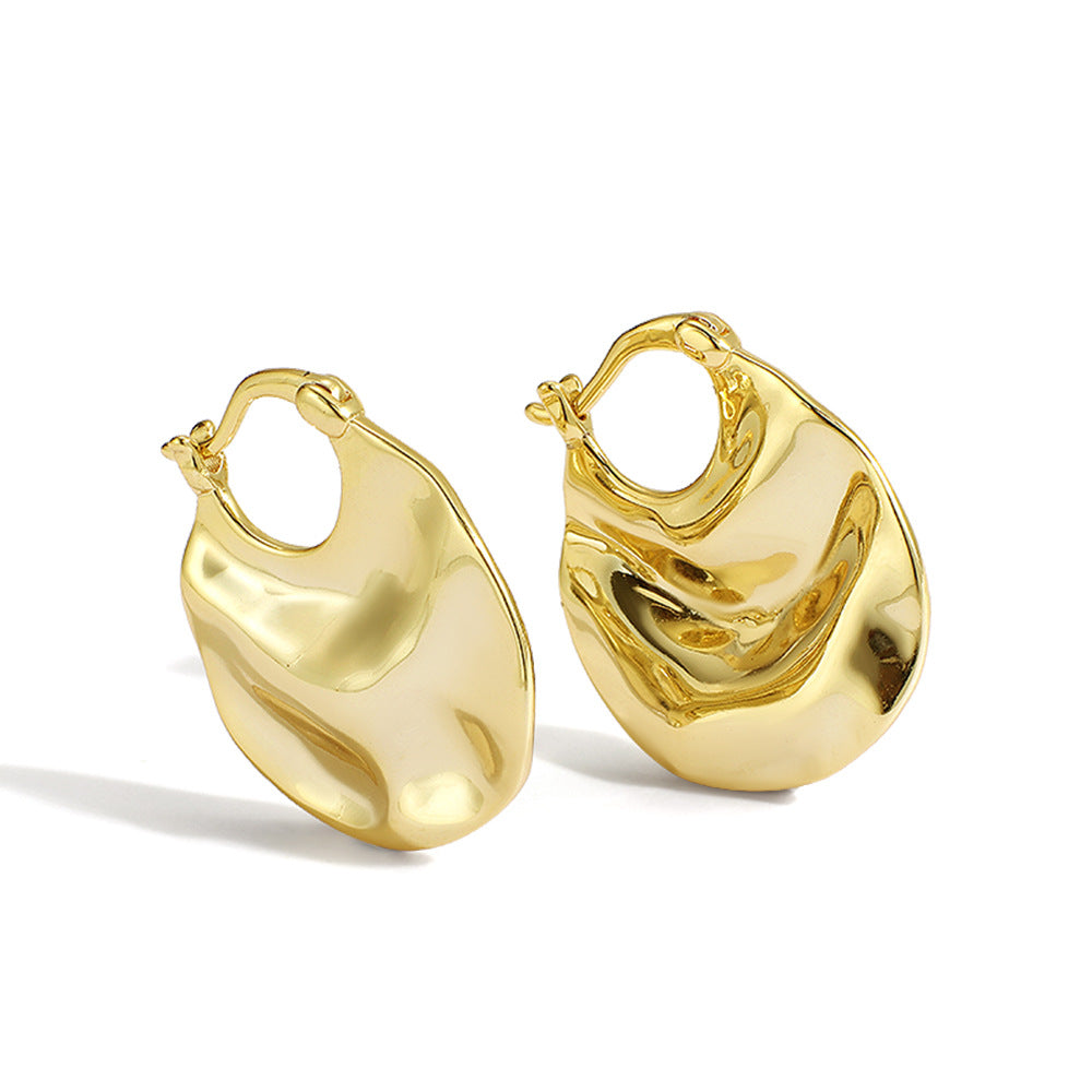 Folded Irregular Surface Earrings for Women U Hot-selling Earrings Export