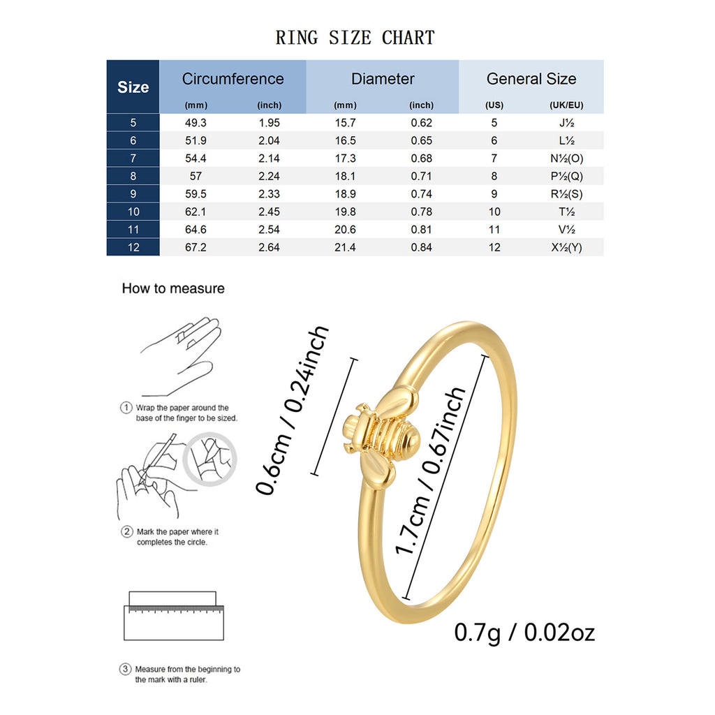 CYR0603 New Little Bee Ring Fresh Style Gold-Plated for Women