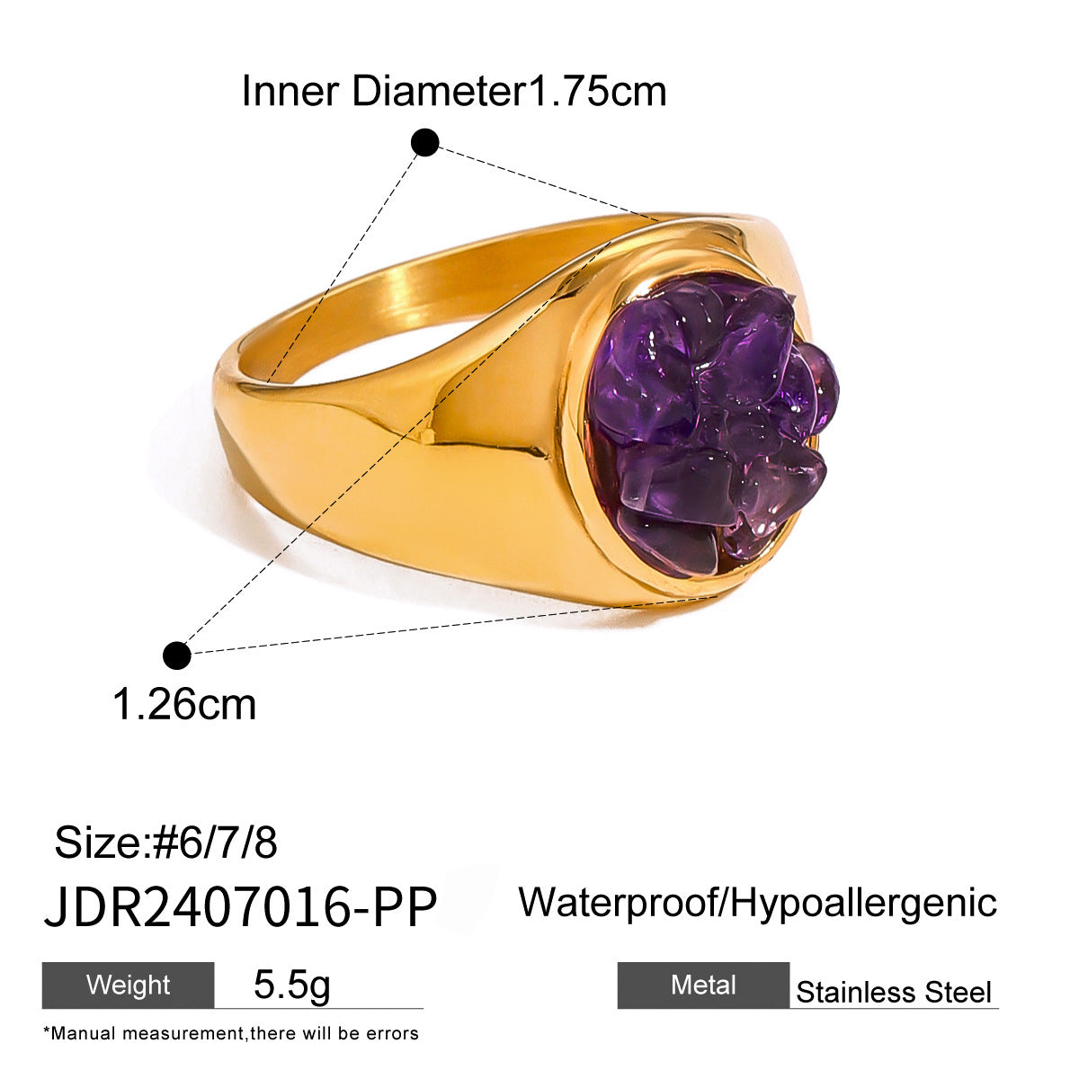 Stainless Steel Natural Stone Exaggerated Ring rings