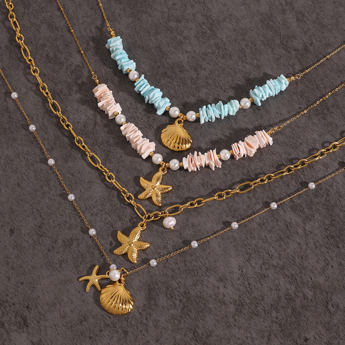 Shell Pearl Necklace Ocean Jewelry Accessories Stainless Steel Jewelry