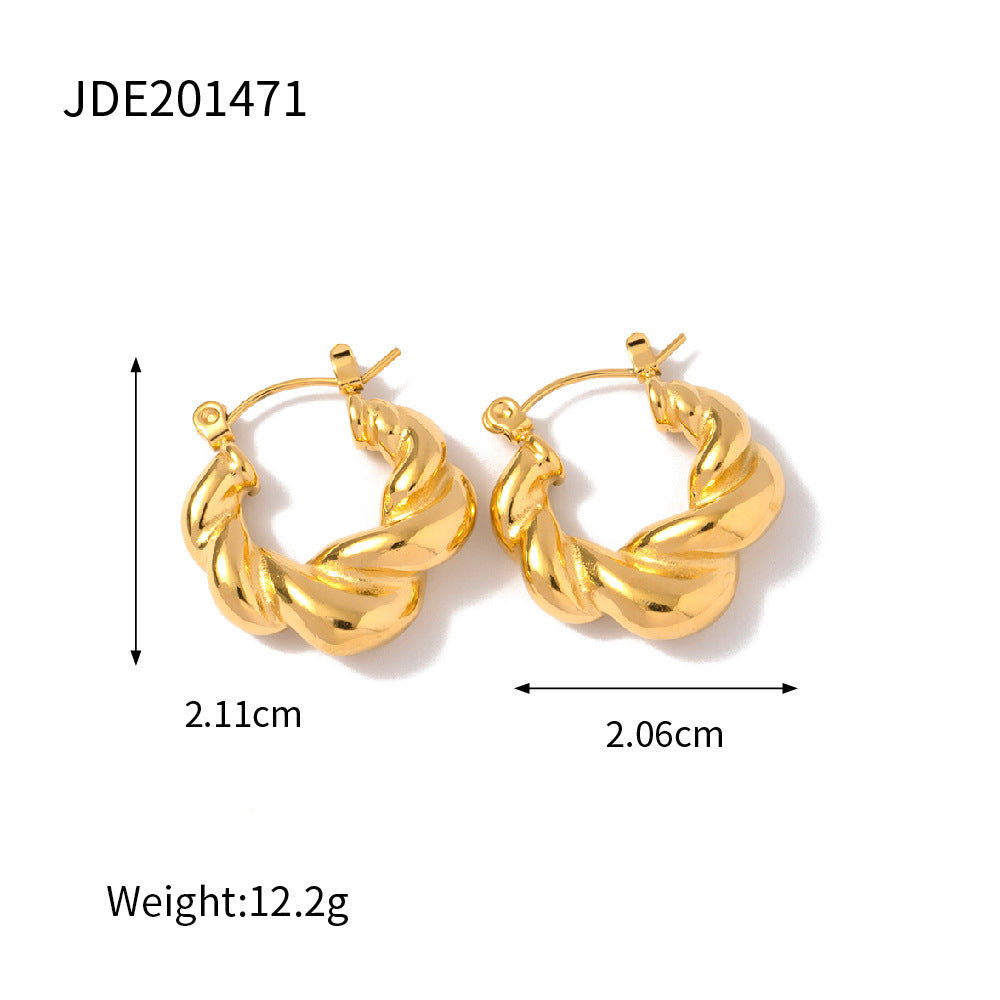 18k gold Earrings Ear Hooks Stainless Steel Jewelry for Women Non-Fading