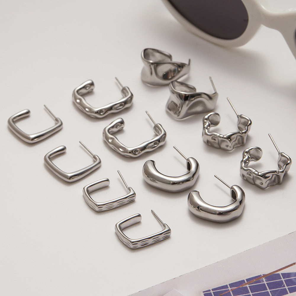 Stainless Steel c Shaped Earrings Non-Fading Ear Jewelry Accessories for Women