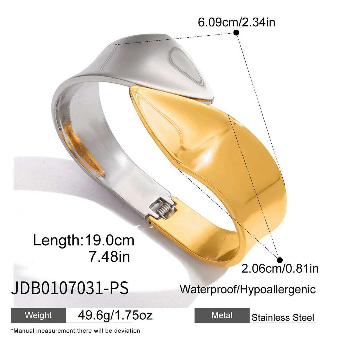 2H Color Block Openable Spring Bracelet Non-Fading Stainless Steel Jewelry