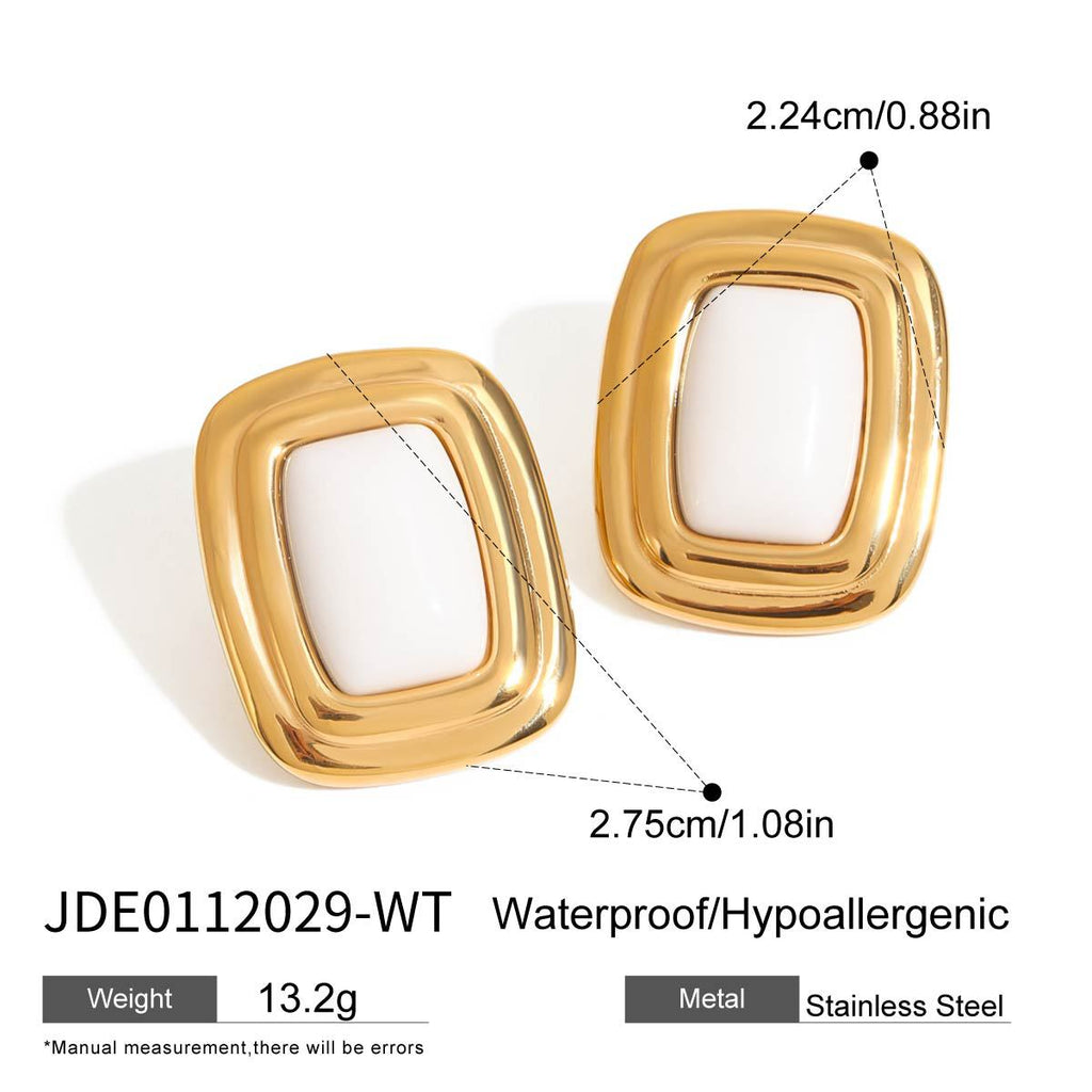 Stainless Steel Agate Stud Earrings for Women, Non-Fading Earrings Jewelry