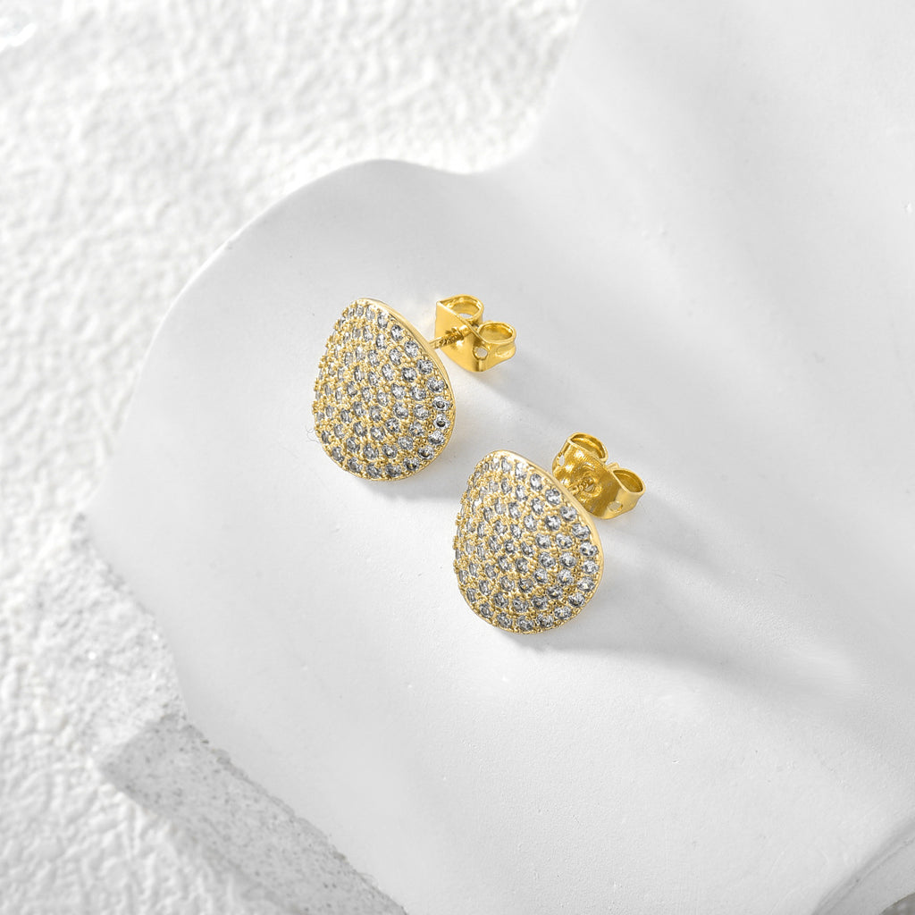 E0151  Korean Fashion Design Sense Full Zircon Earrings for Women gold Geometric Curved Minimalist Style Earrings