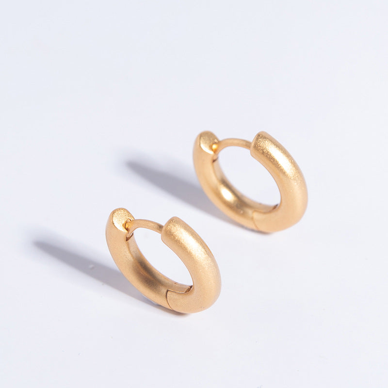 E0136Wind Earrings for Square and Round Faces, Simple Hoop Earrings, Plated18K Real Gold Hoop Earrings
