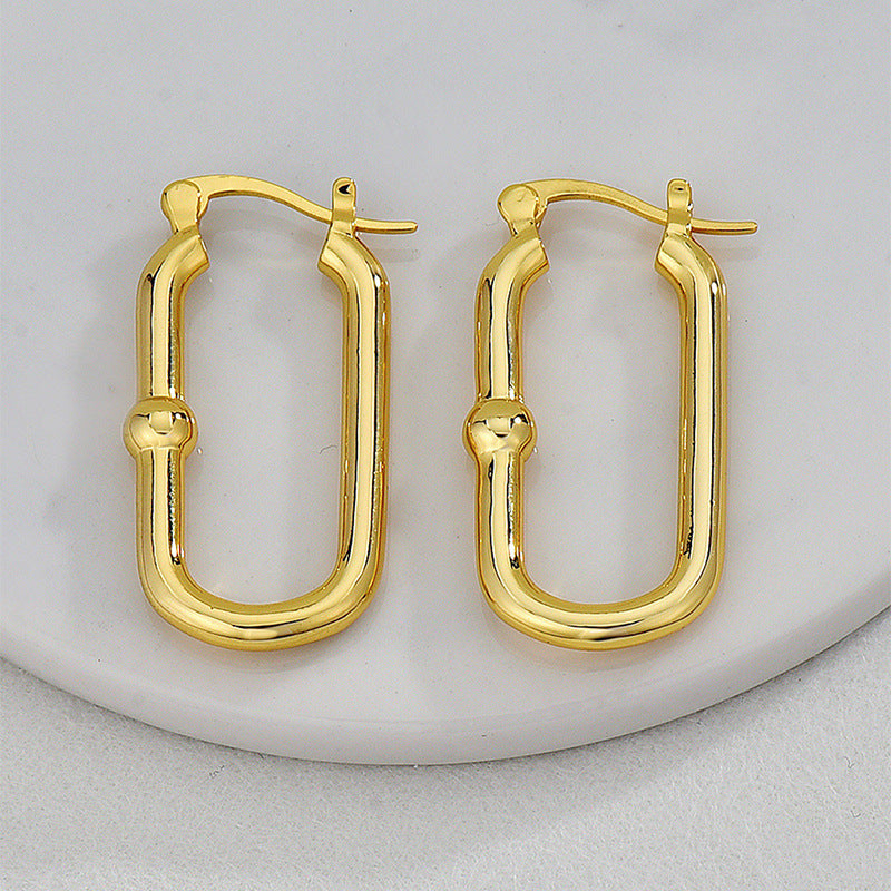E0682 Fashion Simple Asymmetric Hoop Earrings for Women Copper Gold Plated Minimalist Style Smooth Surface Ear Cuffs