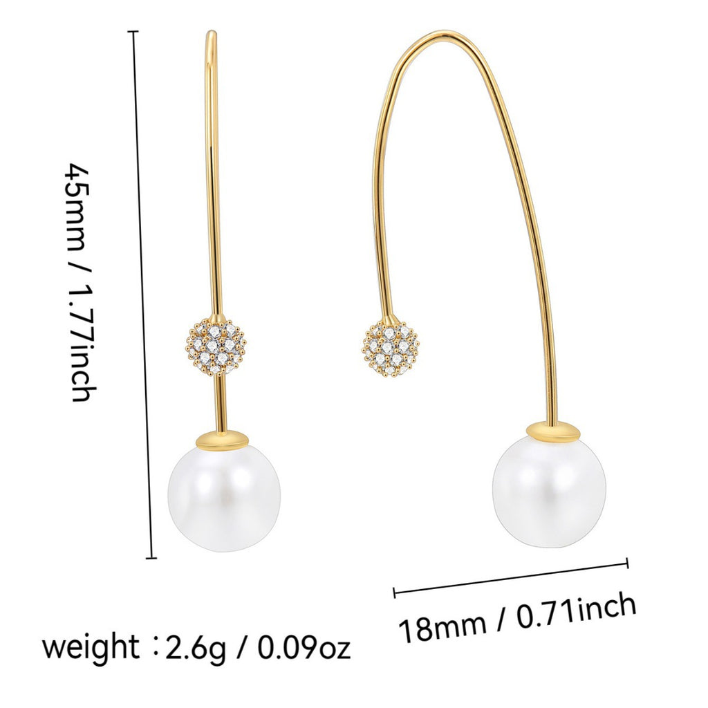 E0230 Korean Style Fashion Long Rhinestone Ball Tassel Earrings Pearl Ear Thread Women's Earrings