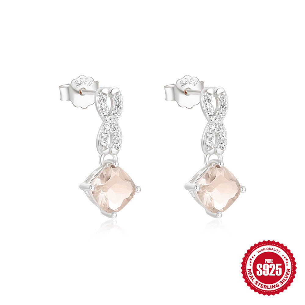 S925Sterling Silver Inlaid Diamond Pearl Tassel Chain Earrings Studs Hot-Selling Geometric Star Moon High-End Ear Jewelry