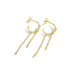 E0053 Retro Tassel Earrings for Women Gold-Plated Zirconia Drop Chain Earrings