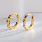E0513 Fashionable Simple Three-Color Zircon Earrings for Women Copper Gold-Plated Ear Clips