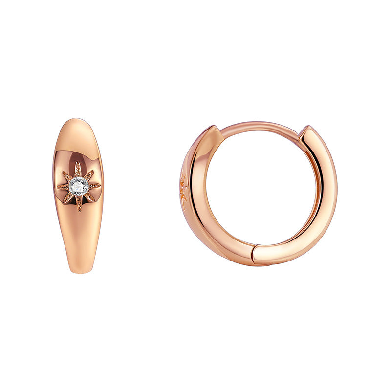 E0449 Fashionable Exquisite Earrings for Women, Minimalist Style, Smooth Surface, Sunlight Zirconia Inlaid Earrings