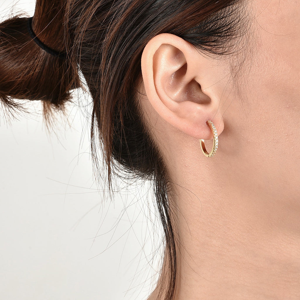 E0240 Earrings Gold-Plated Copper Micro-Paved Zircon Round Hoop Earrings Trendy Stud Earrings Jewelry