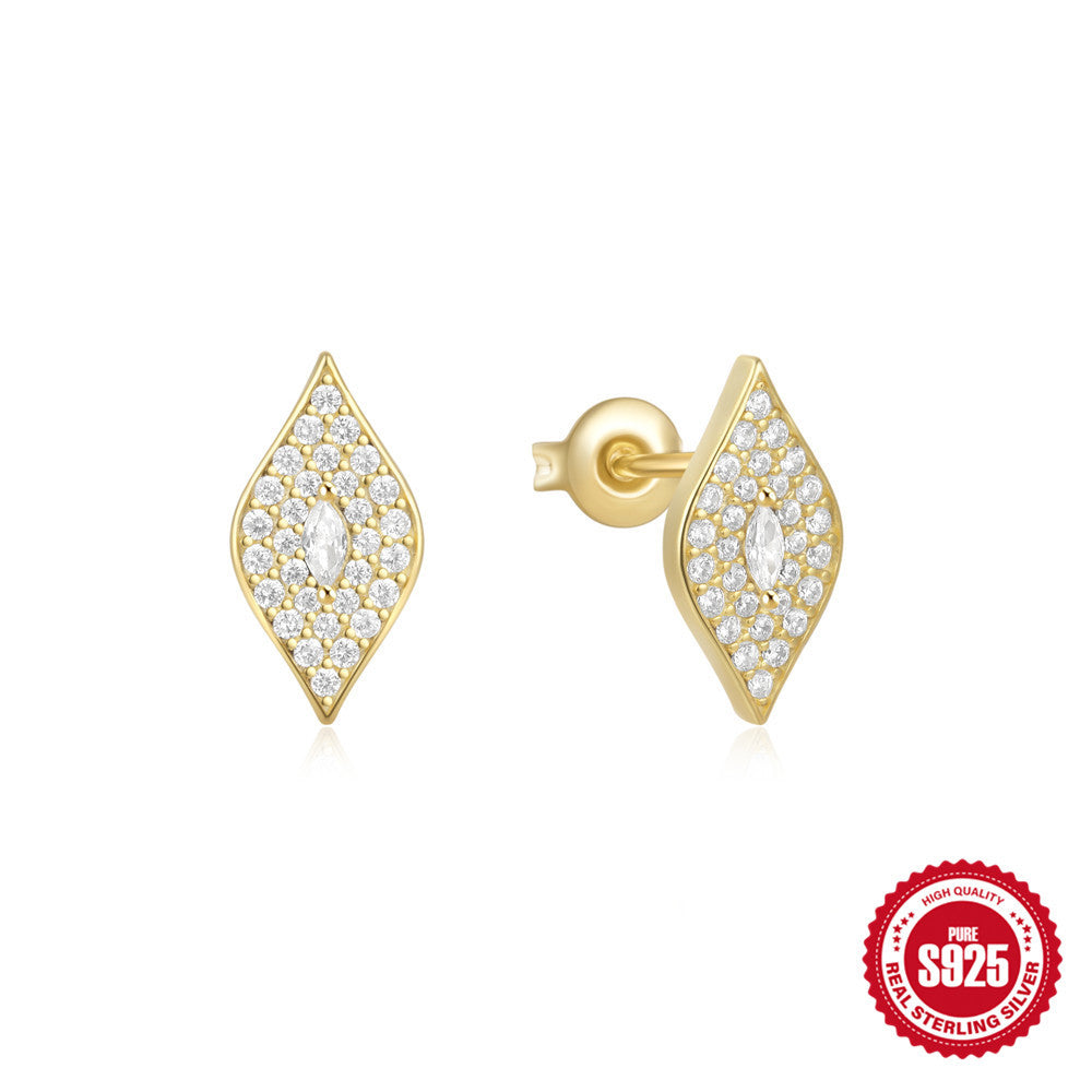 New925Sterling Silver Heart-Shaped Colored Diamond Oil Drop Earrings Hot-Selling Inlaid Diamond Mother's Day Earrings for Women