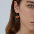 E0537 New Christmas Ornaments Snowflake Ear Hooks Female Brass Gold Plated Inlaid Zircon Earrings