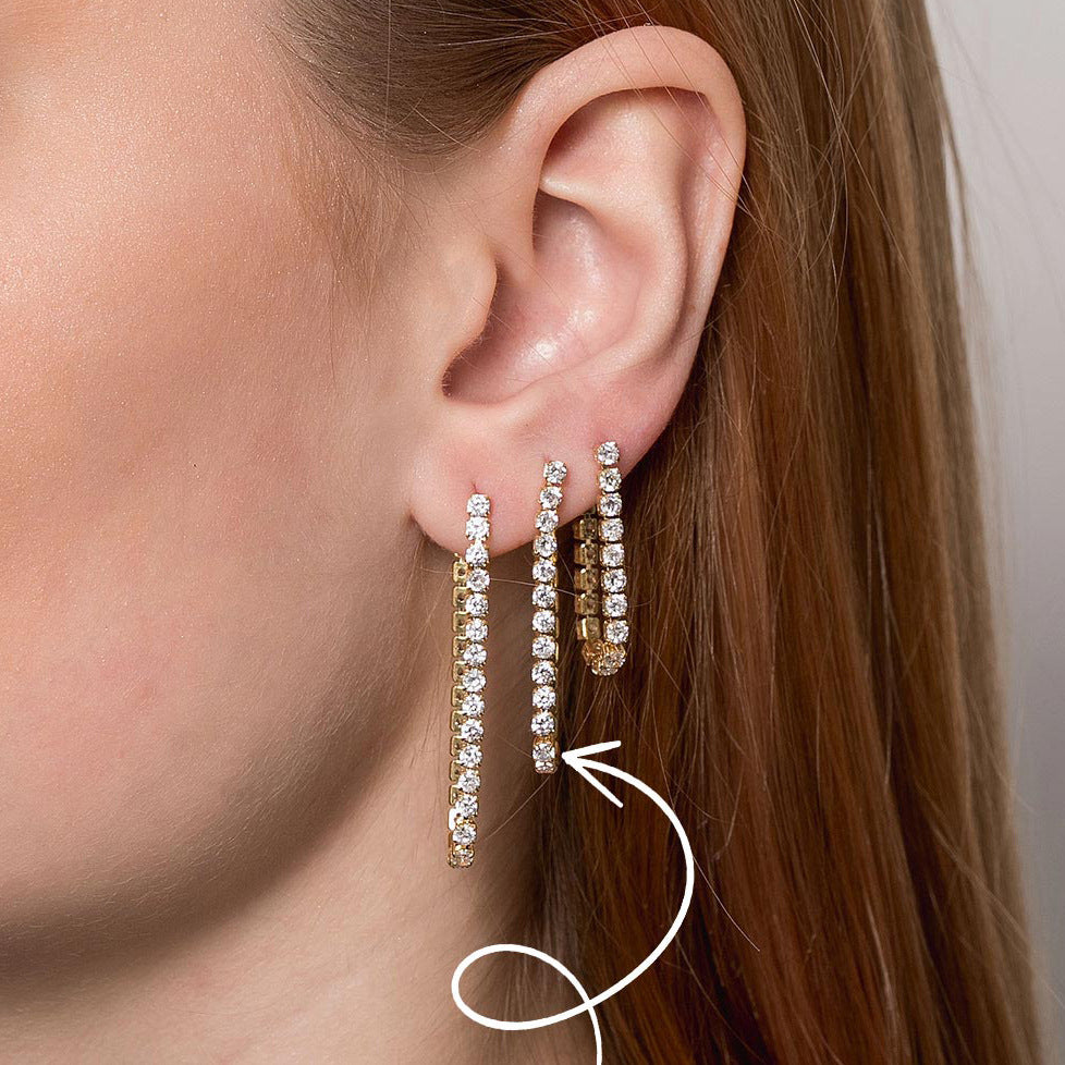 2H Zircon Chain Tassel Earrings Ear Studs Ear Jewelry Stainless Steel Accessories