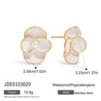 2H Earrings Stainless Steel Oil Drop Flower Stud Earrings Jewelry Accessories