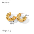 Cubic Zirconia Stainless Steel Stud Earrings in Gold-Plated — Defined Silhouette — material detail — jewelry finish and design detail