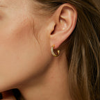 E0369 C Unique Geometric Circle Stud Earrings Minimalist Cool Micro Inlay Textured Earrings