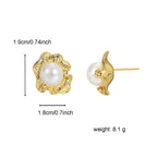 E0552 Little Chanel Style gold Flower Inlaid Pearl Earrings for Women Elegant Design Stud Earrings