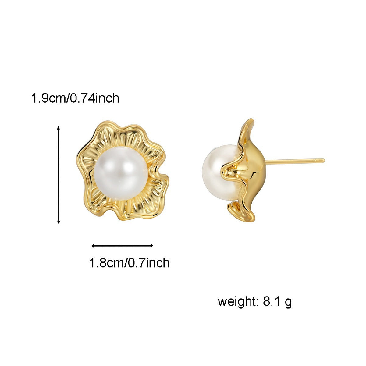 E0552 Little Chanel Style gold Flower Inlaid Pearl Earrings for Women Elegant Design Stud Earrings